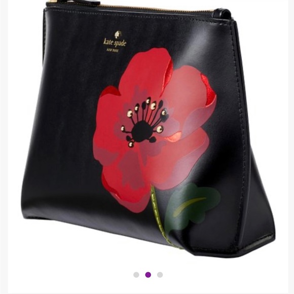 Kate Spade Black Poppy Ooh La La Hilarie Cosmetic Bag - Picture 2 of 7
